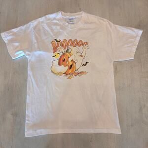 VTG Halloween Crewneck T-Shirt SZ Medium Ghost Jack O Lantern Spooky